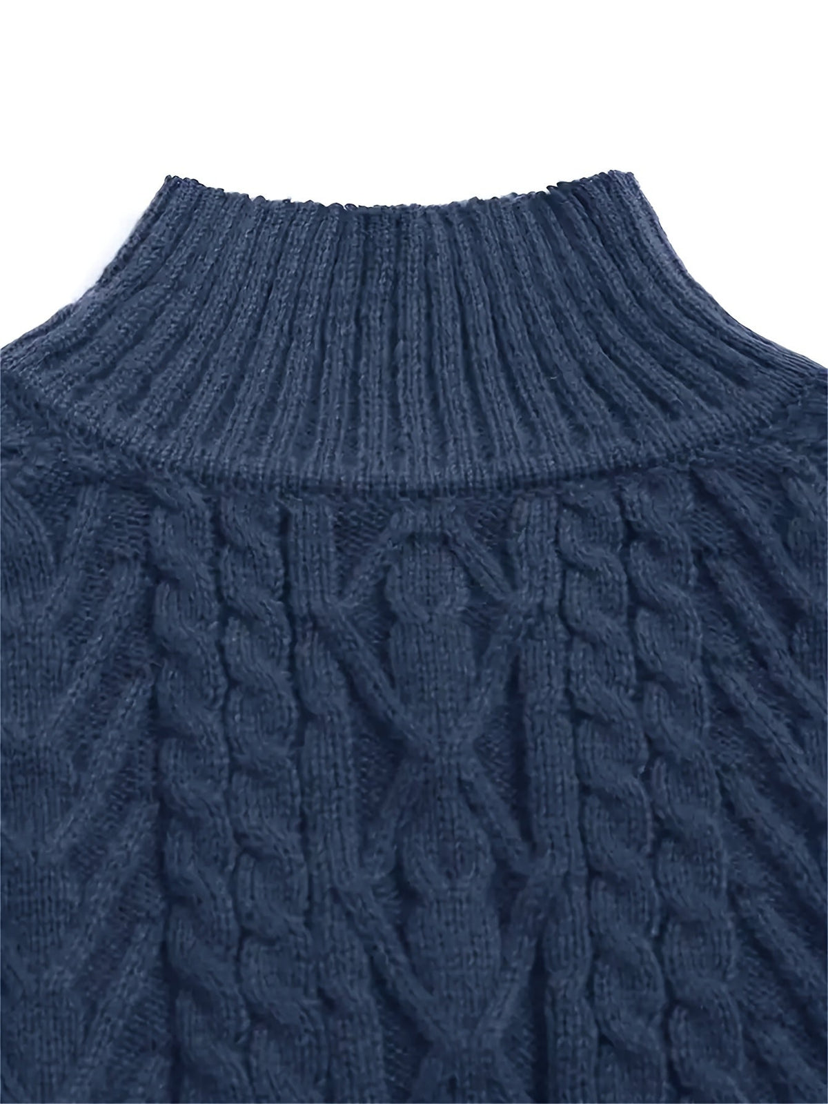 Kessoro women's textured cable-knit half-collar sweater in navy, black, dark grey, khaki and green