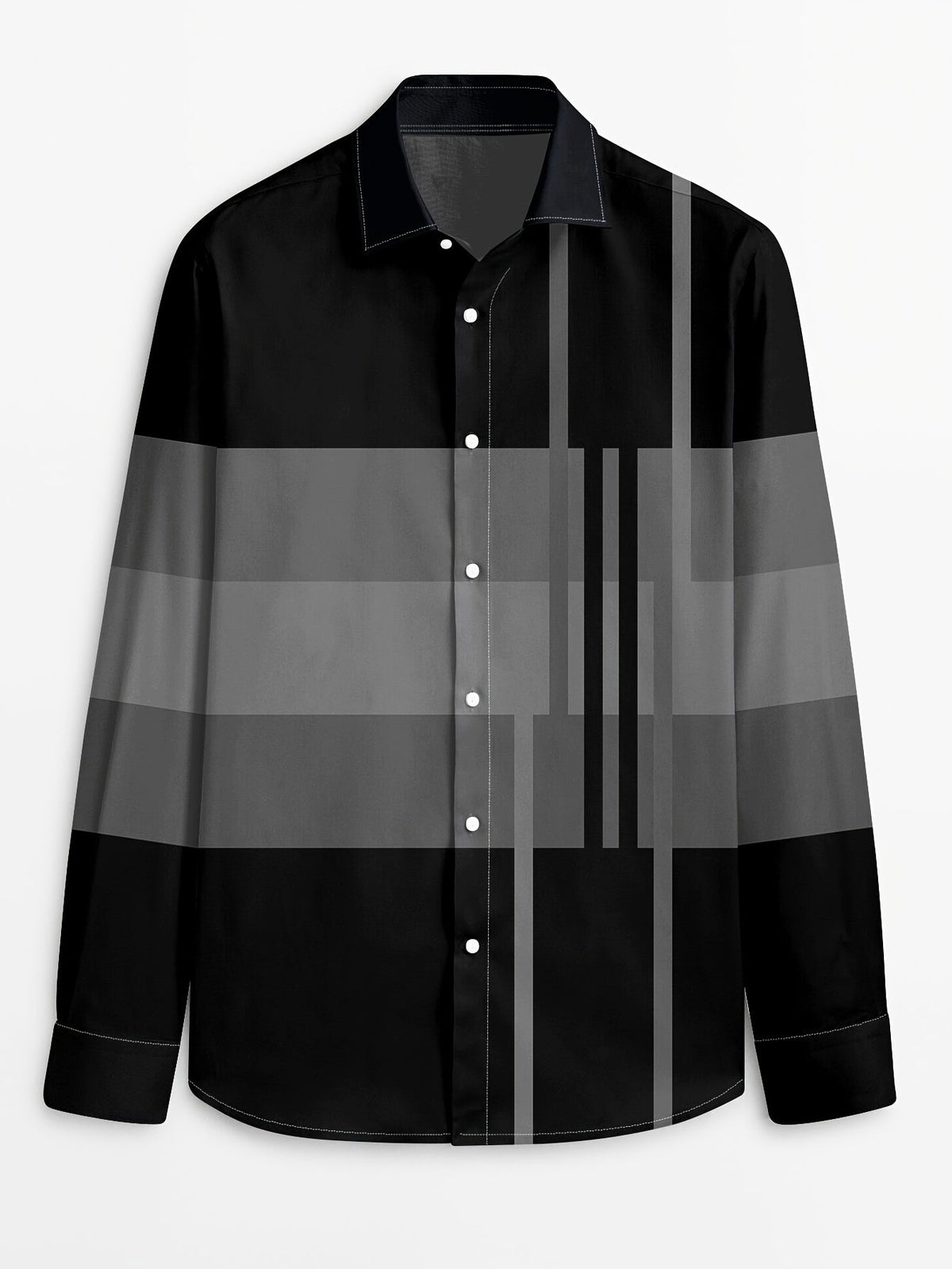 Kessoro men's colour-block long-sleeve shirt in brown, dark grey or black, view 9 of 17
