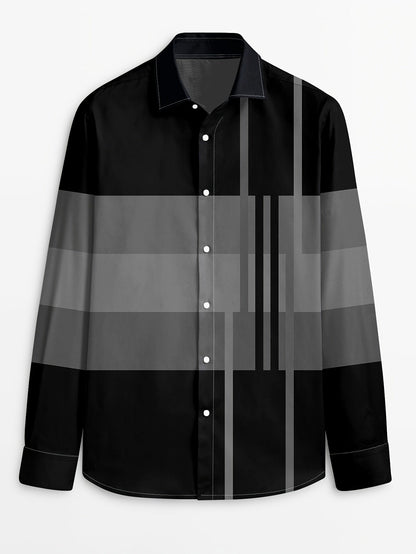 Kessoro men's colour-block long-sleeve shirt in brown, dark grey or black, view 9 of 17