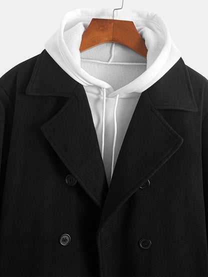 Kessoro men's double-breasted tailored overcoat in black, view 5 of 7