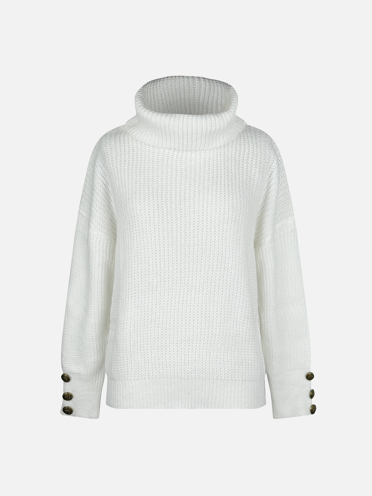 Kessoro women's cowl neck relaxed knit sweater in white and sea blue - view 5 of 9