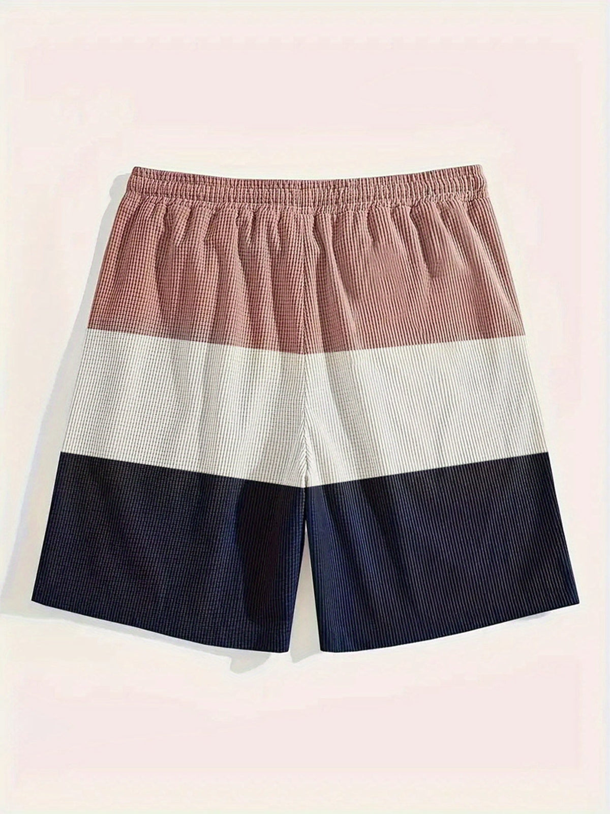 Kessoro men's color block drawstring casual shorts in black, khaki, white, pink and navy