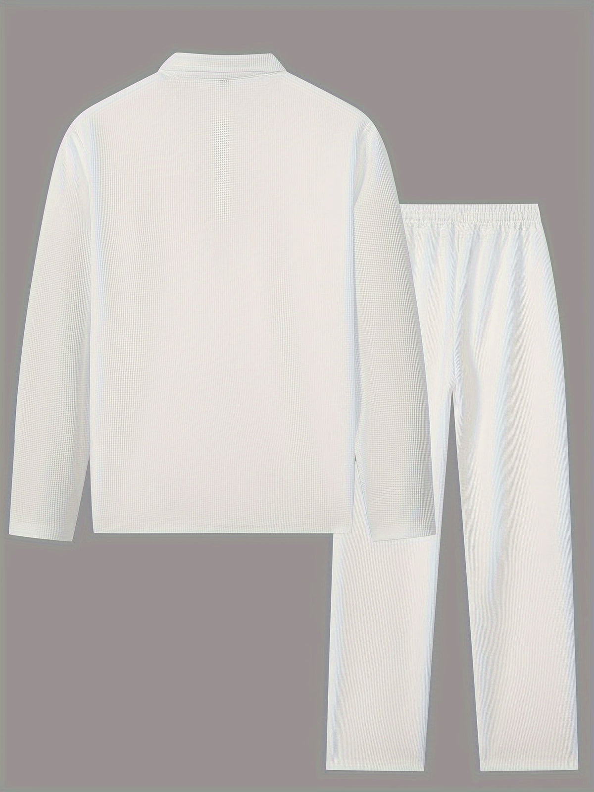 Kessoro Men's Waffle-Knit Two-Piece Outfit Set in white and black, image 3 of 21.