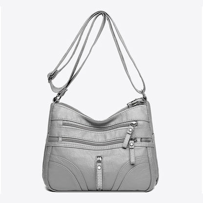 Kessoro women's vintage relaxed slouch shoulder bag in red, brown, black, gray, purple and blue