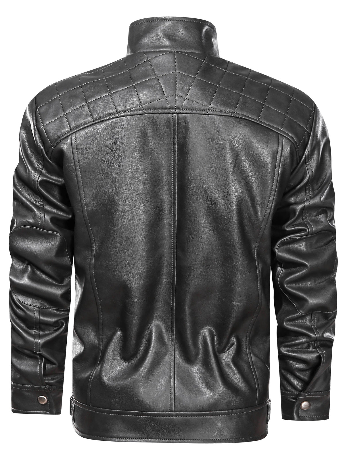 Kessoro stand collar zip-front biker jacket for men in Black, view 2
