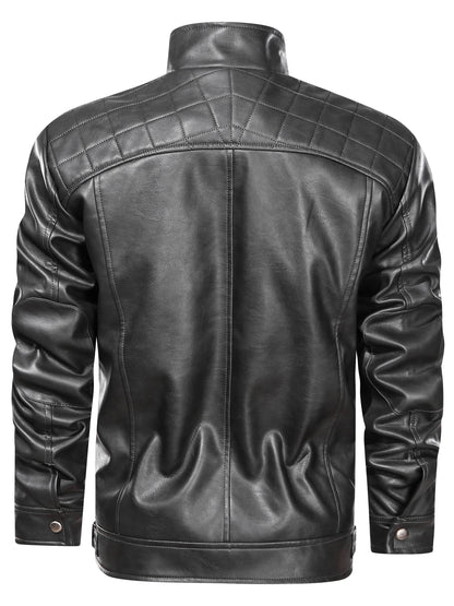 Kessoro stand collar zip-front biker jacket for men in Black, view 2