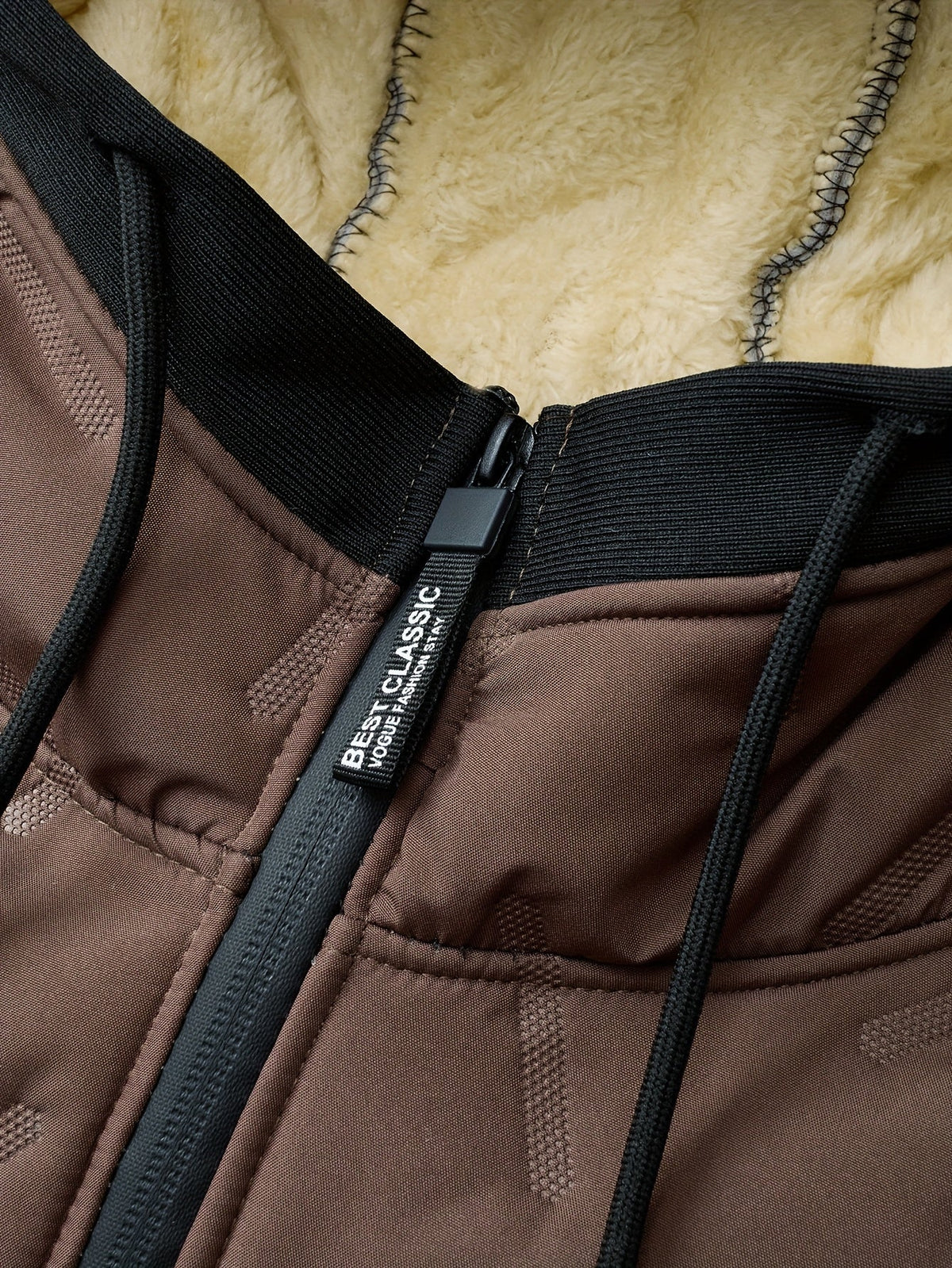 Kessoro men's hooded plush-lined winter jacket in yellowish brown - product view 4