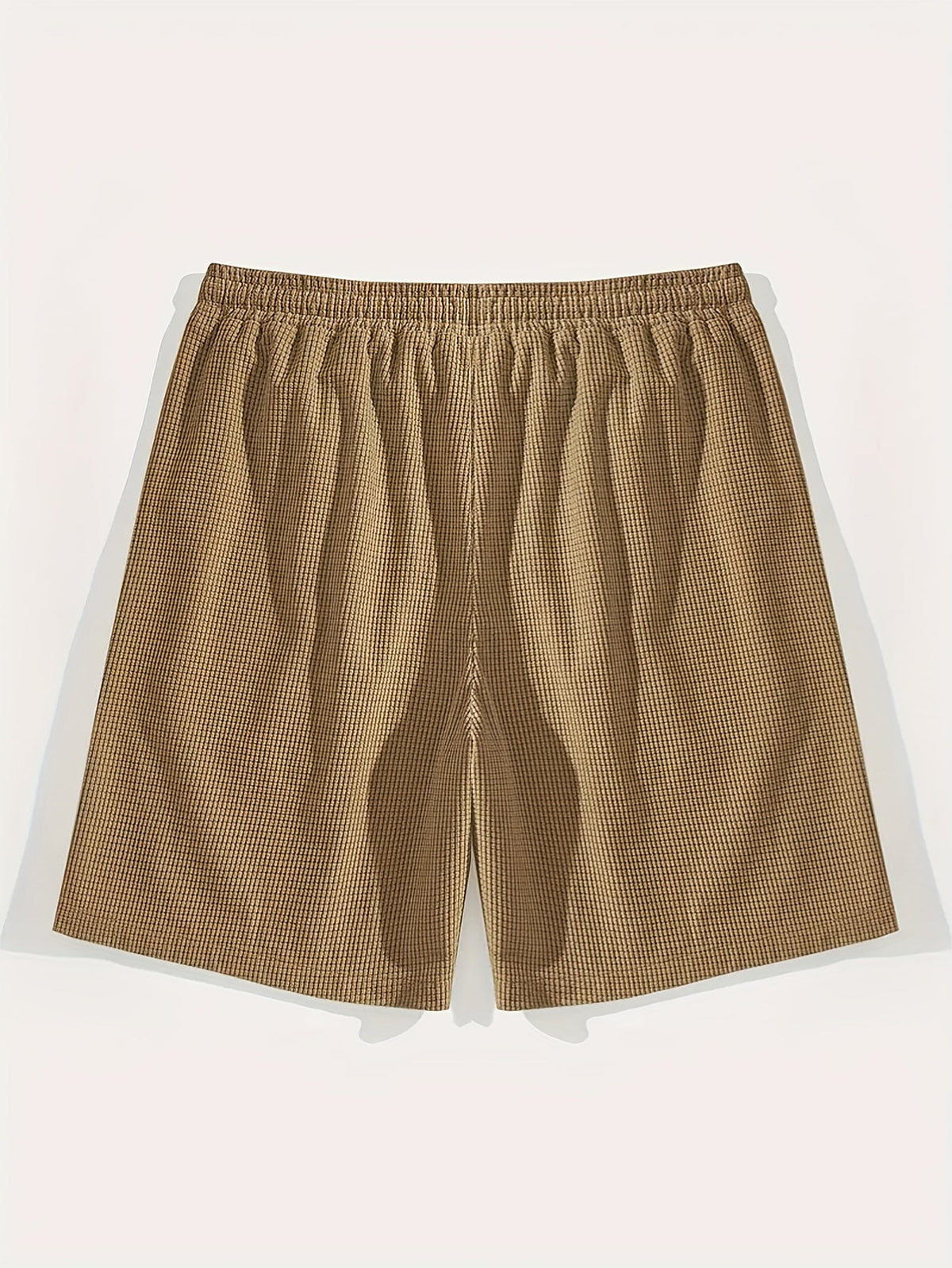 Kessoro Men's Textured Drawstring Relaxed Casual Shorts in black, khaki, beige and white — detail of the fabric and finish