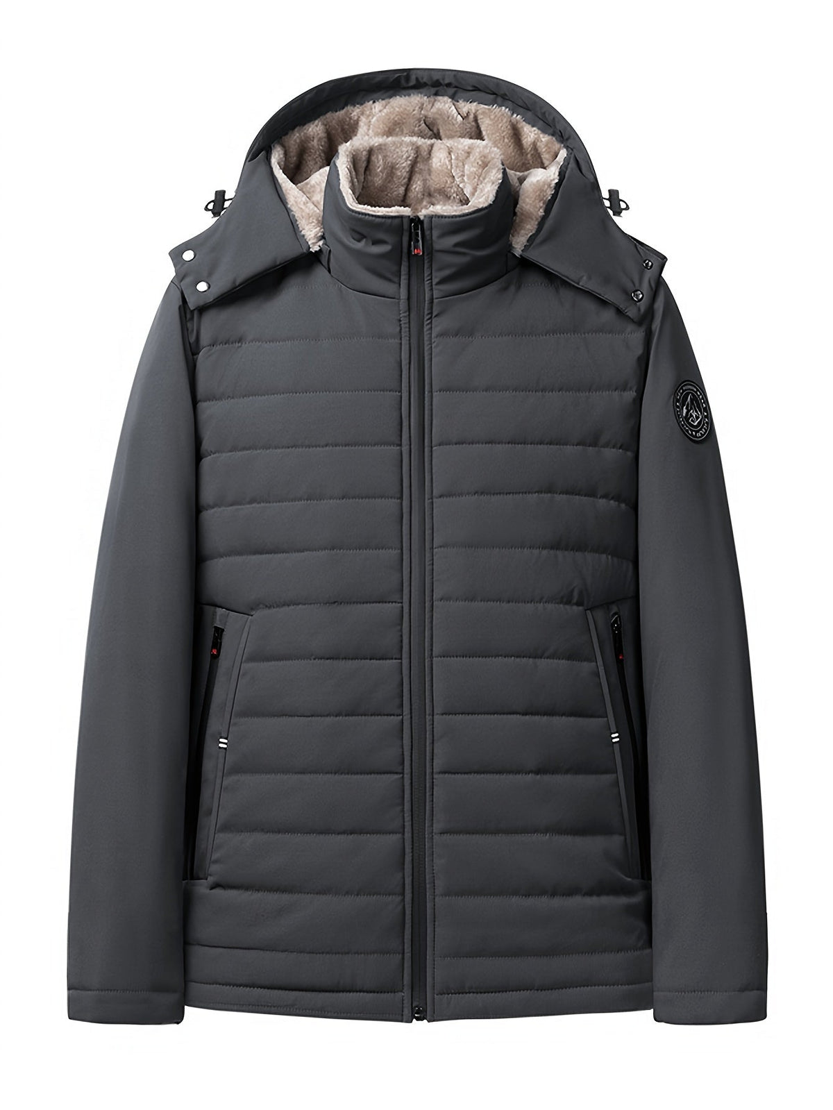 Kessoro men's hooded insulated quilted coat in black and grey - product view 14