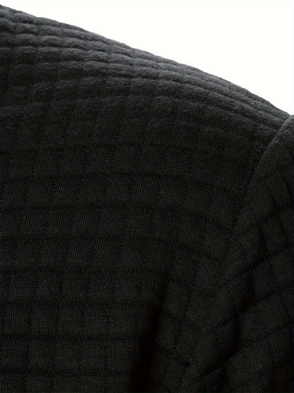Men's textured stand-collar zip-up bomber jacket in khaki, black, dark gray, military green, navy and burgundy, front view 2