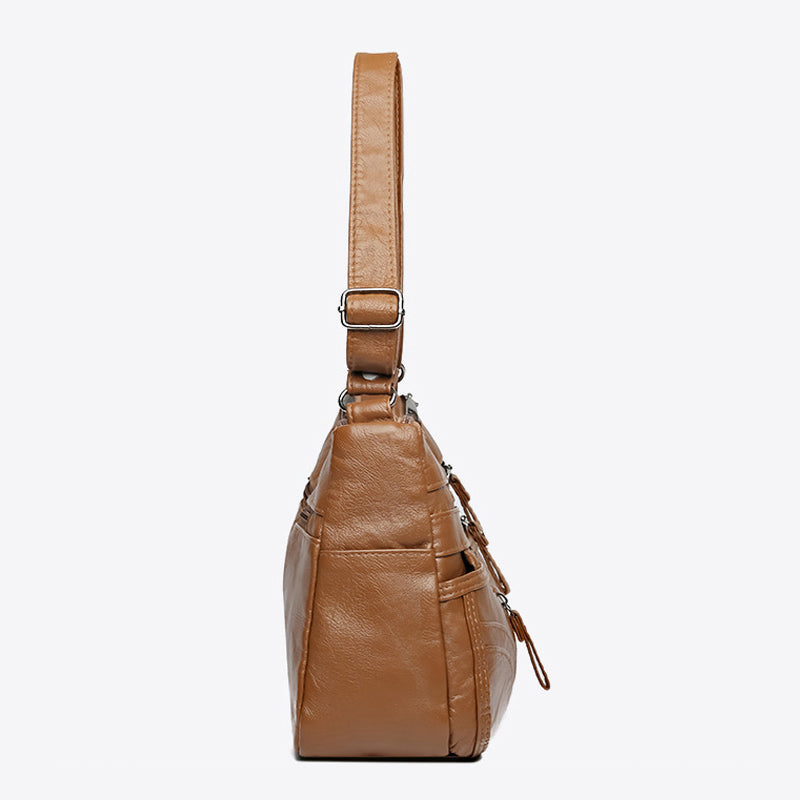 Kessoro women's vintage relaxed slouch shoulder bag in red, brown, black, gray, purple and blue