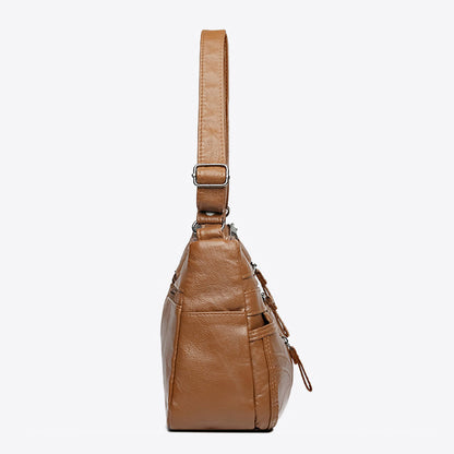 Kessoro women's vintage relaxed slouch shoulder bag in red, brown, black, gray, purple and blue