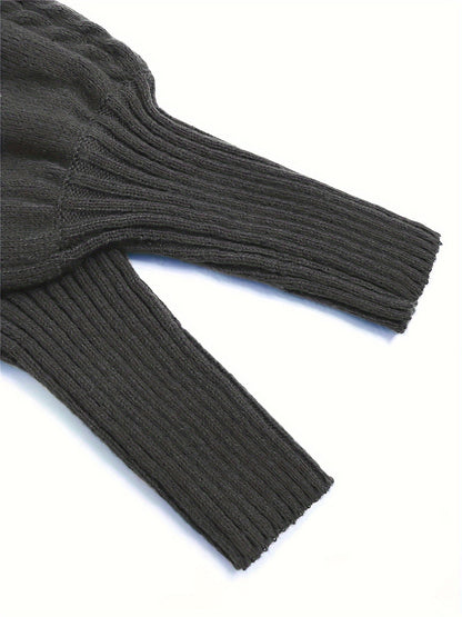 Kessoro women's textured cable-knit half-collar sweater in navy, black, dark grey, khaki and green