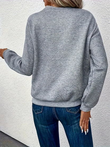 Kessoro women's asymmetrical button-neck knit sweater in space gray – image 6 of 10
