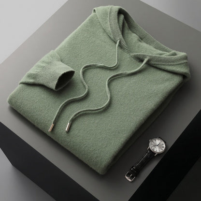 Kessoro soft knit ribbed trim hoodie for men in Green, view 5