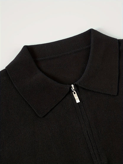 Kessoro men's refined quarter-zip collared polo sweater in smart muted colourways