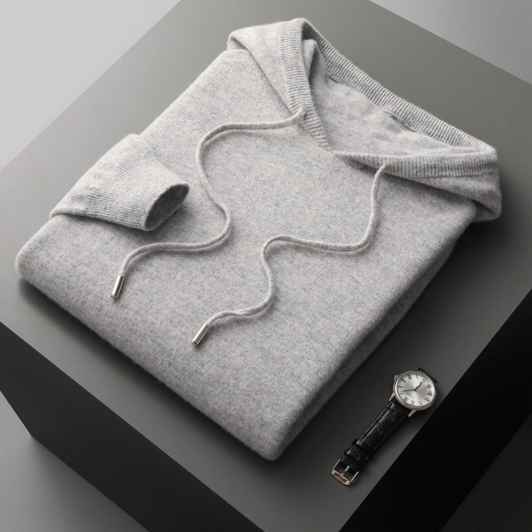 Kessoro soft knit ribbed trim hoodie for men in Gray, view 6