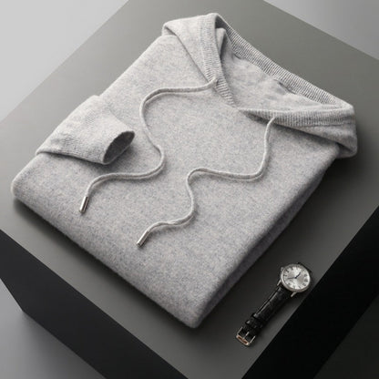 Kessoro soft knit ribbed trim hoodie for men in Gray, view 6