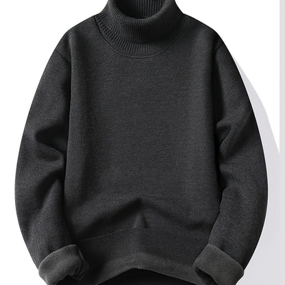 Kessoro men's cozy ribbed roll-neck sweater with a lined interior in muted winter colourways