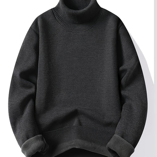 Kessoro men's cozy ribbed roll-neck sweater with a lined interior in muted winter colourways