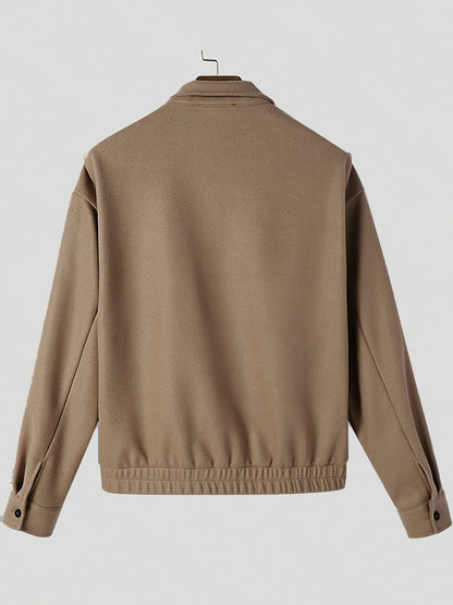Men's refined button-front bomber jacket in a khaki colour family (view 6)