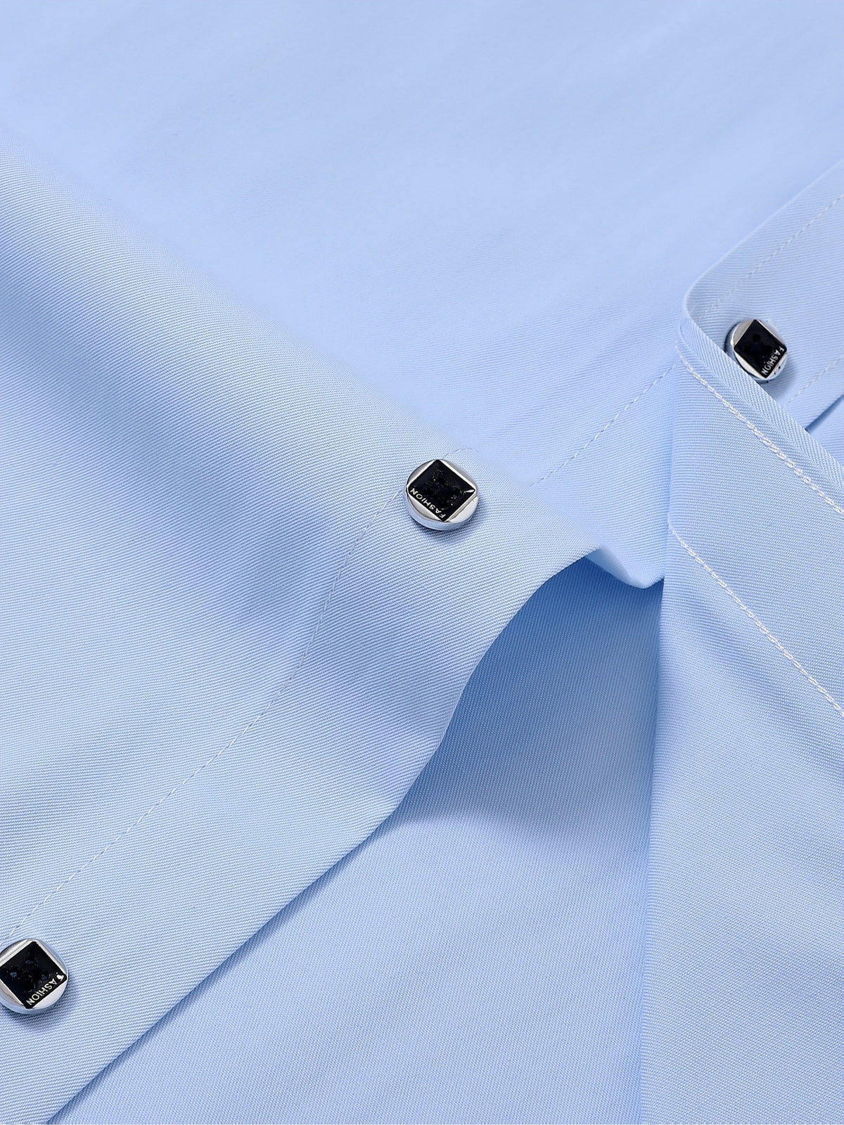 Kessoro Men's Refined Slim-Fit Dress Shirt in white, sky blue, black, dark green and light grey - men's apparel, view 12 of 32