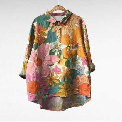 Women's classic floral collar blouse in assorted prints
