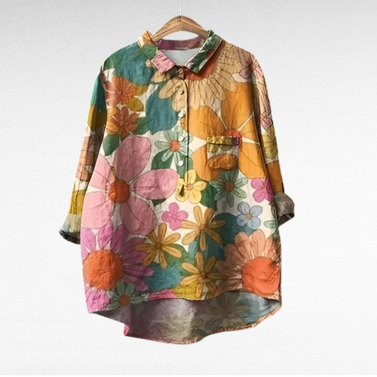 Women's classic floral collar blouse in assorted prints