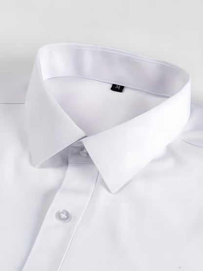 Kessoro men's tailored long-sleeve button-up dress shirt in black, white and light blue – view 8
