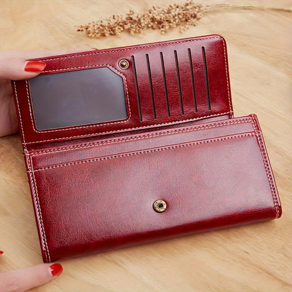 Kessoro women's premium flap long wallet in red, black, brown and blue