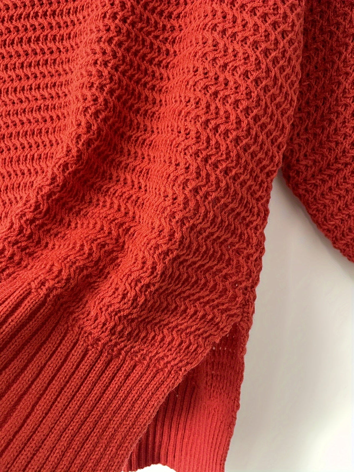 Kessoro women's textured high-low sweater in red, view 5 of 5
