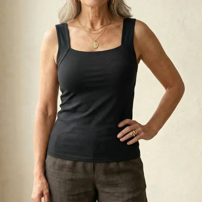 Kessoro women's built-in bra ribbed tank top in black, beige, coffee, green and burgundy