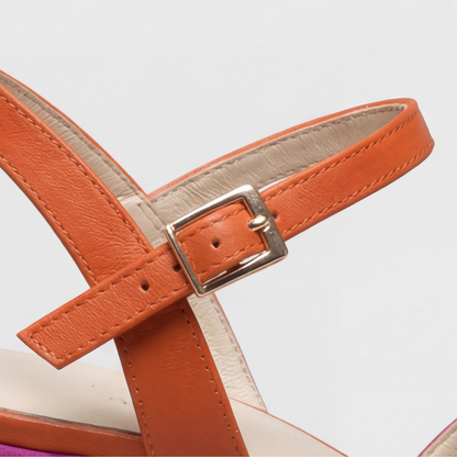 Women's pink colorblock chunky cushioned heels