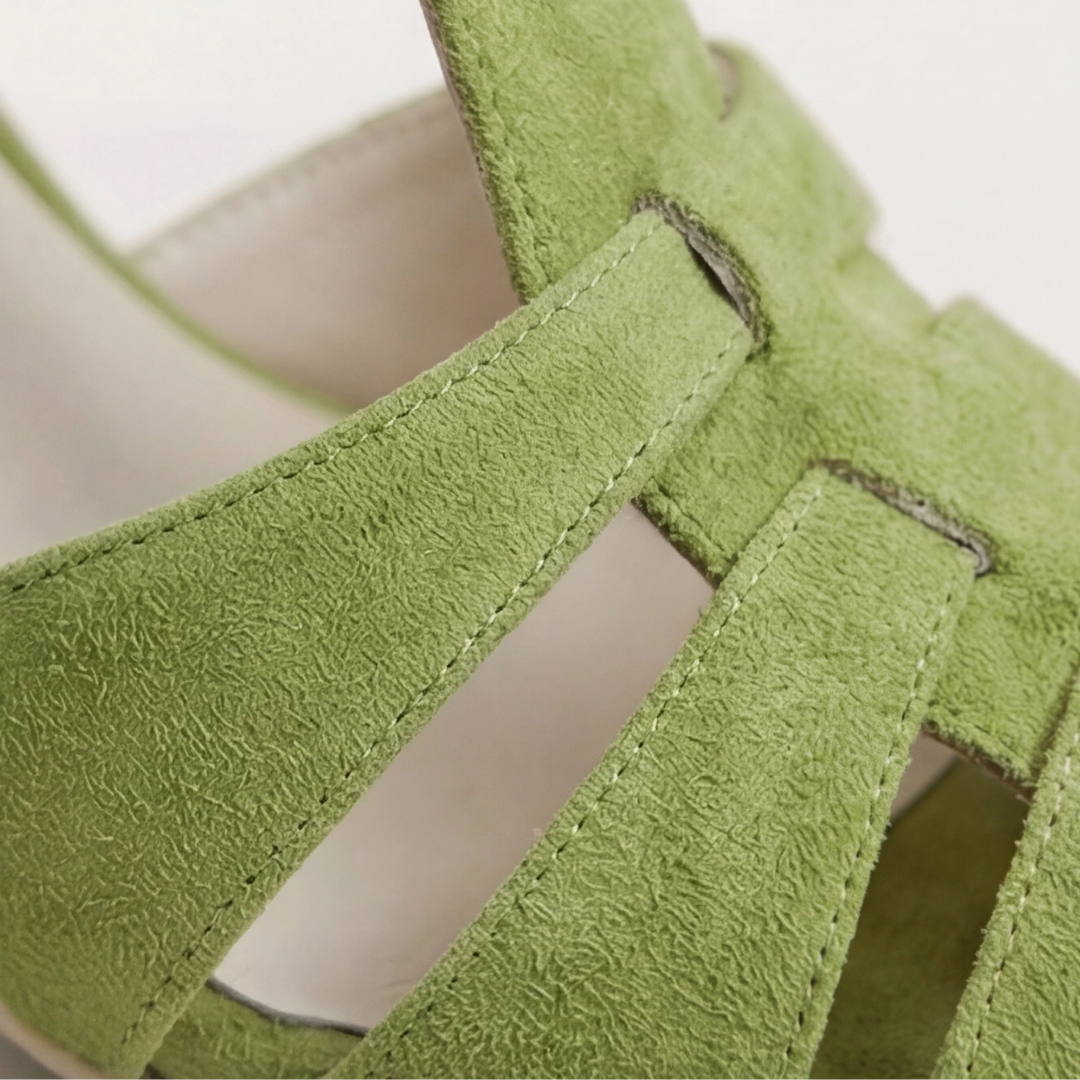 Women's green closed-toe strap heels