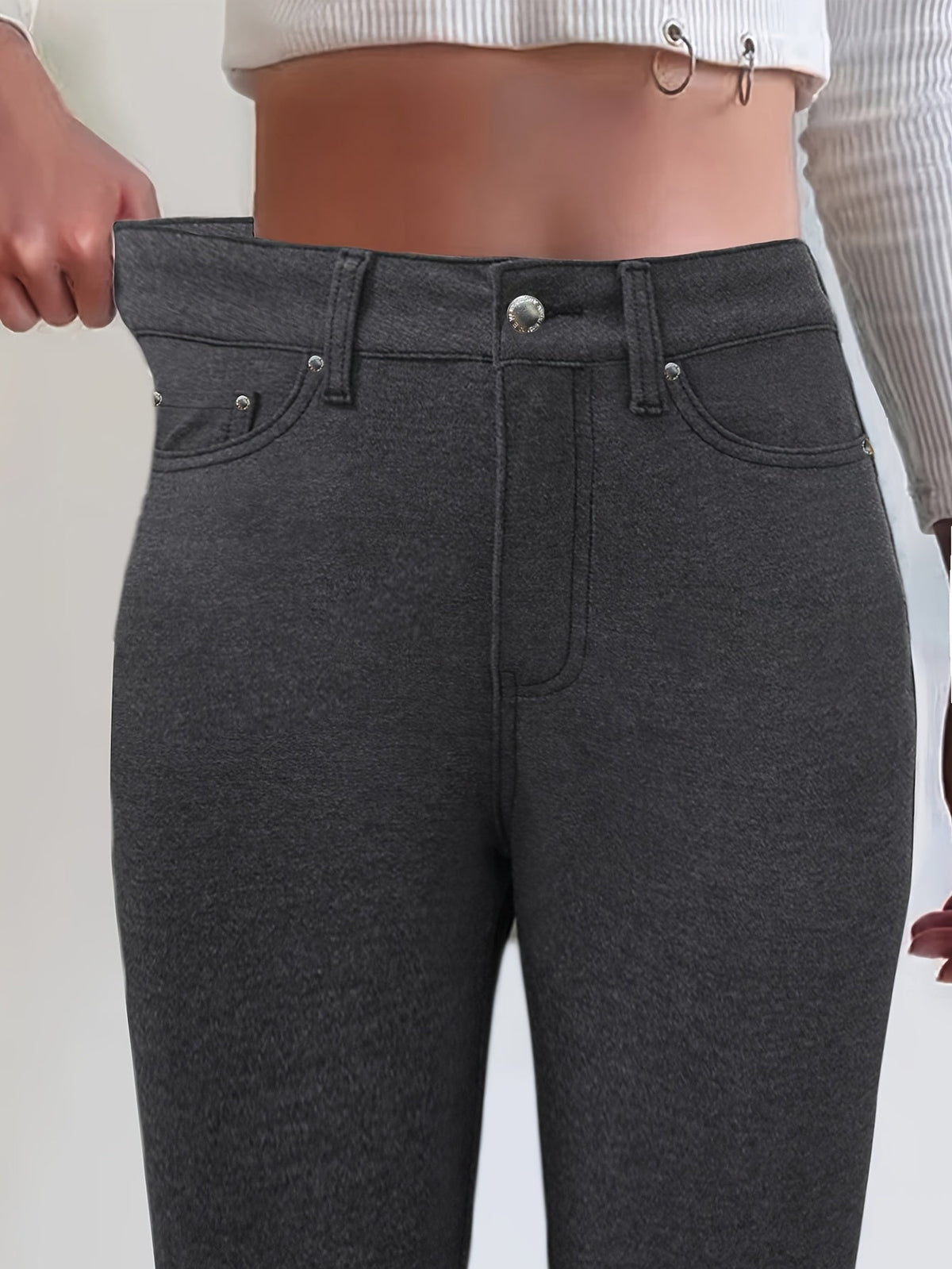 Kessoro women's high-waisted stretch skinny jeans shown in a range of denim and solid colourways