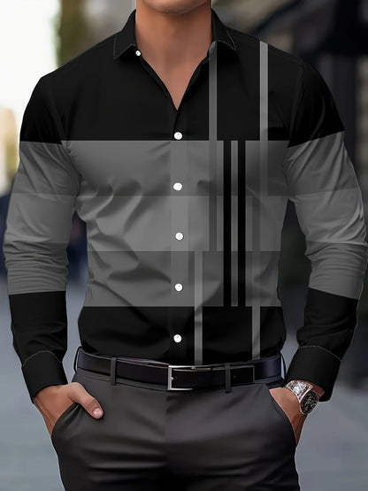 Kessoro men's colour-block long-sleeve shirt in brown, dark grey or black, view 7 of 17