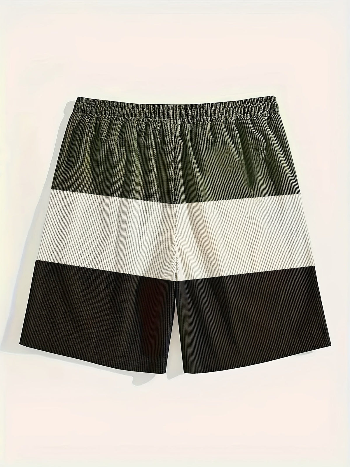 Kessoro men's color block drawstring casual shorts in black, khaki, white, pink and navy