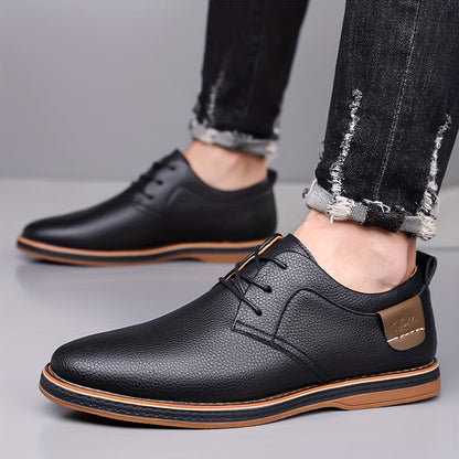 Men's classic leather-look lace-up derby shoes in brown and black, view 5