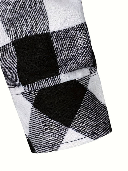 Kessoro men's half-zip contrast check collared shirt in mixed neutral and check colourways