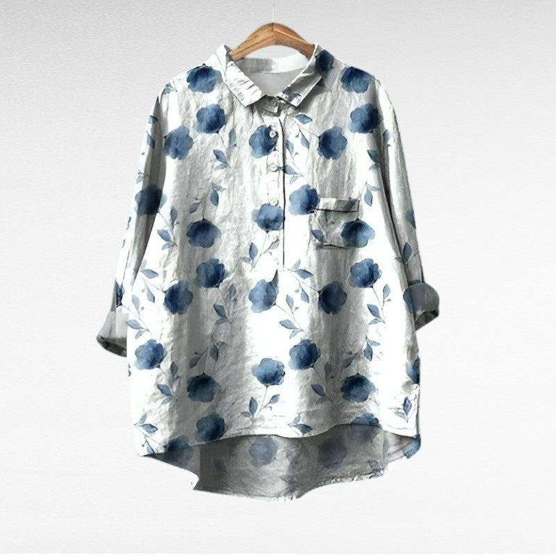 Women's classic floral collar blouse in assorted prints
