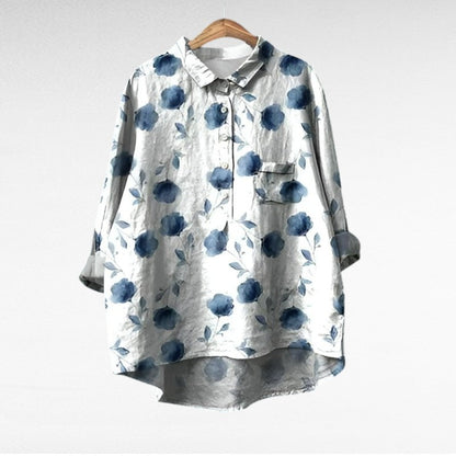 Women's classic floral collar blouse in assorted prints