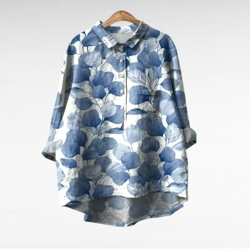 Women's classic floral collar blouse in assorted prints