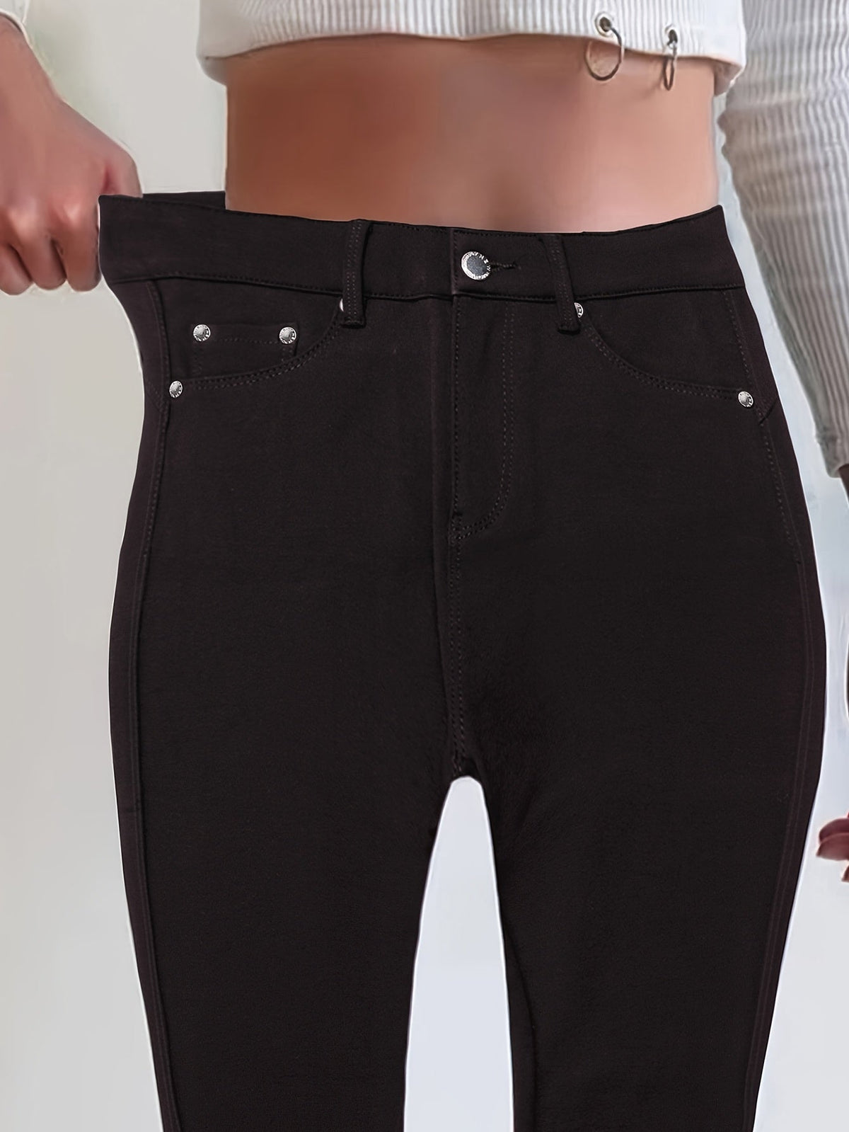 Kessoro women's high-waisted stretch skinny jeans shown in a range of denim and solid colourways