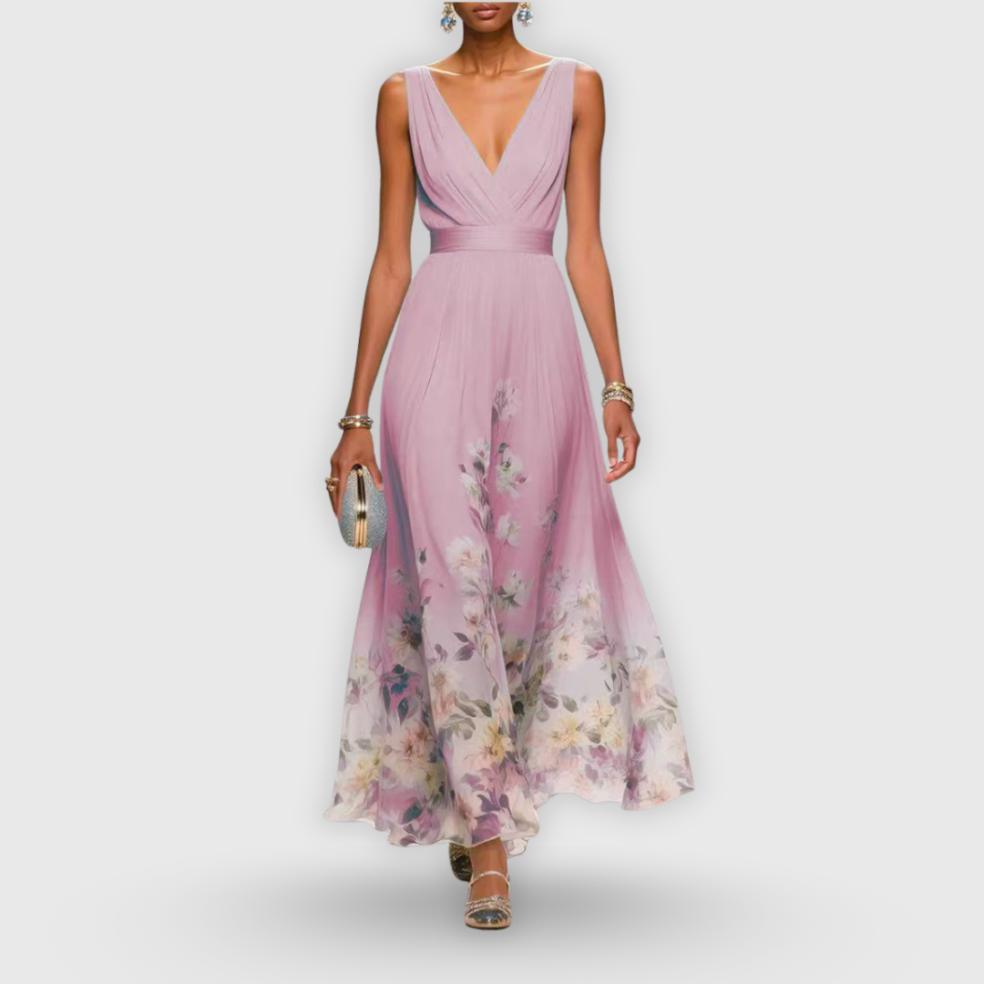 Kessoro women's sleeveless floral print dress in light blue, pink, purple and mint green