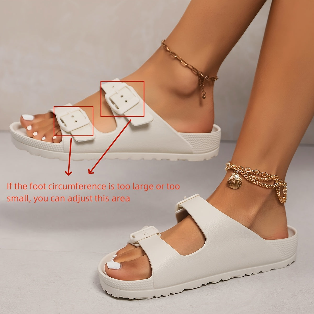 Kessoro unisex double-buckle cushioned comfort sandals in white and black