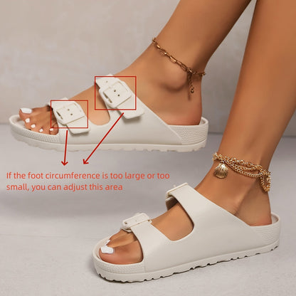 Kessoro unisex double-buckle cushioned comfort sandals in white and black