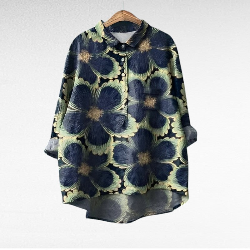Women's classic floral collar blouse in assorted prints