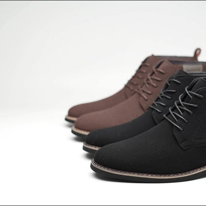 Kessoro men's lace-up cushioned ankle boots in black or light brown leather