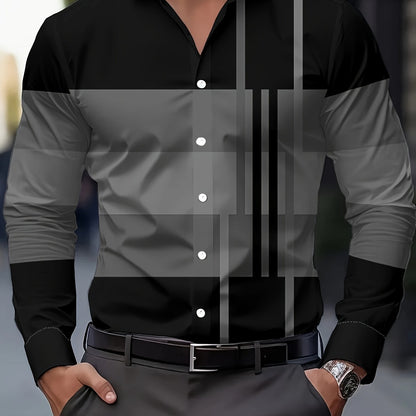 Kessoro men's colour-block long-sleeve shirt in brown, dark grey or black, view 6 of 17