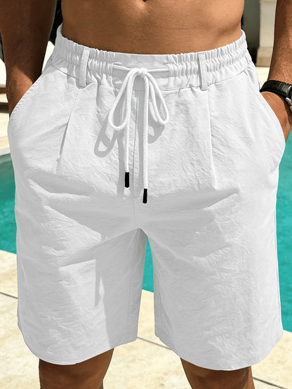 Kessoro men's relaxed-fit drawstring casual shorts in beige, royal blue, white, black and green